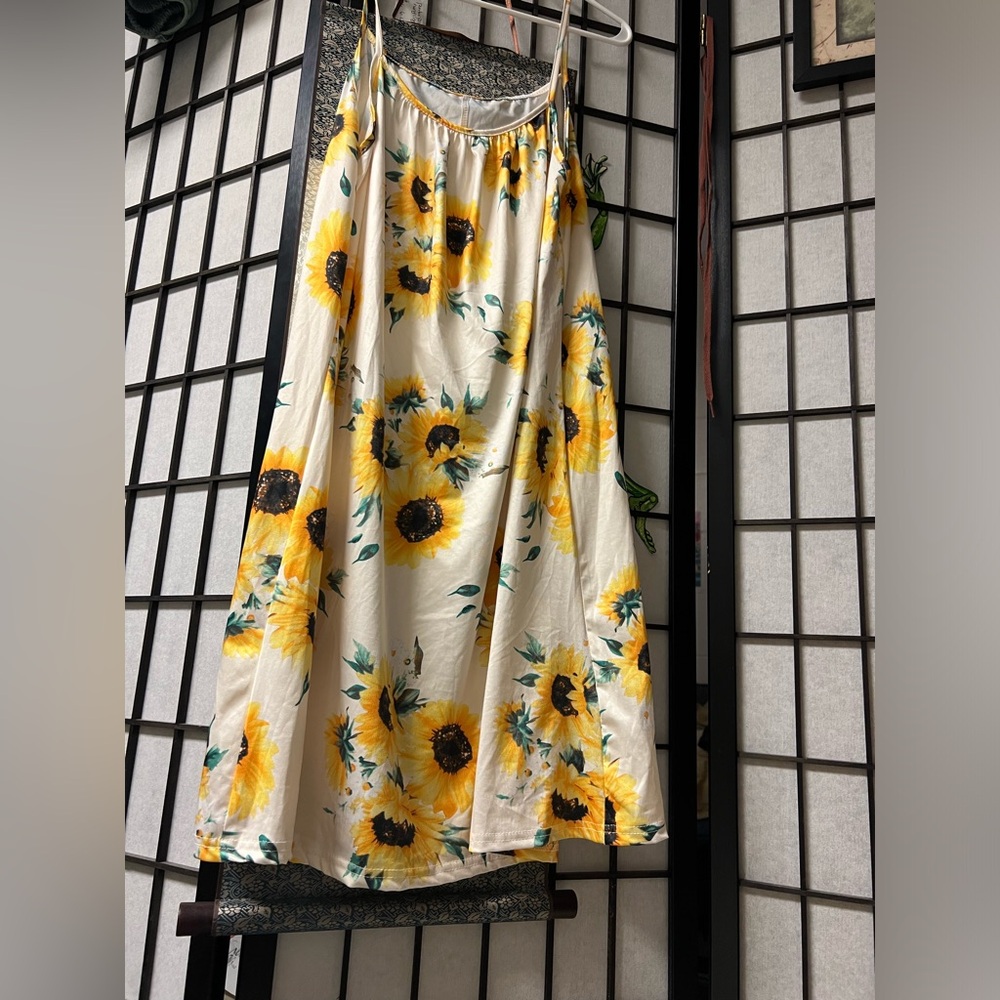 Cute summer dress with beautiful sunflowers